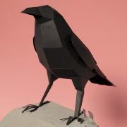 Kit de pliage Prédécoupé Corbeau Noir 20 cm Oiseau en Papier 3D Plego