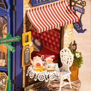 Kit Maquette 3D Salon de Thé Bleu miniature à fabriquer 24x28x16 cm DG171 Rolife