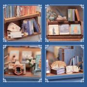 Kit Maquette Book Nook Literature Bookstore 17x12x10 cm Bibliothèque bleu vif 3D avec Porte Cuteebee