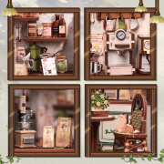 Kit Maquette Sunny Café 20x15x16 cm CWGC208 Boutique Café 3D avec Terrasse Cutebee