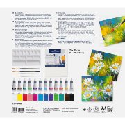 Set Peinture Acrylique Creative Studio 12 Couleurs 9ml 4 pinceaux Toile Palette Faber-Castell
