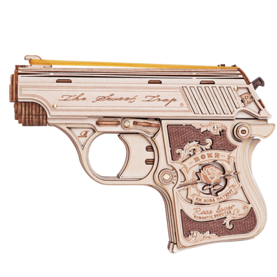 Maquette Bois Mini Pistolet semi-automatique 14.5cm Puzzle 3D de 125 pièces LQ502 Rokr