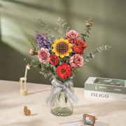 Maquette Bois Pot de Fleurs Tournesol Puzzle 3D de 86 pièces TW011 Rolife