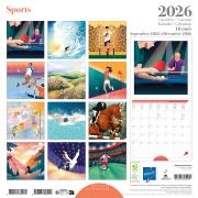 Calendrier mural 2026 Sport 12 illustrations 16 mois 30X30 cm Ed Desastre
