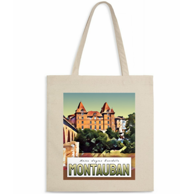 Sac Totebag Montauban Musée Ingres Cabas Coton Ecru 39x41cm Hélidée