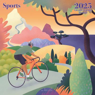 Calendrier mural 2025 Sport 12 illustrations 16 mois 30X30 cm Ed Desastre