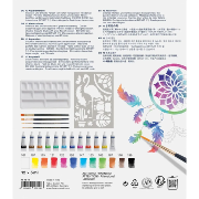 Set Peinture Aquarelle Boite 12 couleurs 5ml 4 Pinceaux Pochoir Palette Creative Studio Faber-Castell