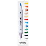 Feutres Graph'It Brush 12 couleurs Manga Shonen Marqueurs à Alcool Double-Pointe Pinceau et Fine