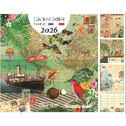 Calendrier mural 2026 Carnet de Voyage 12 illustrations Gwenaëlle Trolez 16 mois 30X30 cm Kiub