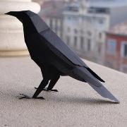 Kit de pliage Prédécoupé Corbeau Noir 20 cm Oiseau en Papier 3D Plego