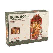 Kit Maquette Book Nook à fabriquer Coin du feu Noël Indoor Scene 13x19x25 cm TGC07 Serre-livres 3D miniature Rolife