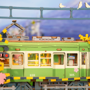 Kit Maquette 3D Puzzle Tram vert Sakura Journey 23x14x17 cm TGS02 Création Set Lumineux Rolife