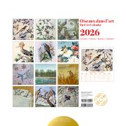 Calendrier mural Luxe 2026 Oiseaux dans l'Art 12 illustrations 12 mois Doré Or chaud 30X30 cm Ed Desastre
