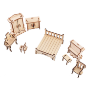 Set de 34 Meubles pour Maison de poupées à construire 185 pièces Bois Ech 1/24