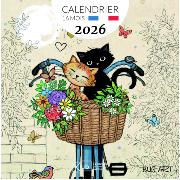 Calendrier mural 2026 Fans de Chatons Noirs 12 illustrations 16 mois 30X30 cm Bug Art Kiub