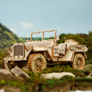 Maquette Bois Voiture Jeep de l'Armée 19cm Puzzle 3D de 369 pièces MC701 Rokr