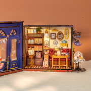 Kit Maquette 3D Salon de Thé Bleu miniature à fabriquer 24x28x16 cm DG171 Rolife