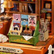 Kit Maquette Bois Univers miniature Librairie The Muse Bookshop 12x10x10 cm 114 pièces DS040 Rolife