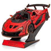 Maquette mécanique en bois Voiture de Course Rouge 237 pièces 21×9×6cm Puzzle 3D Ewa Eco Wood Art