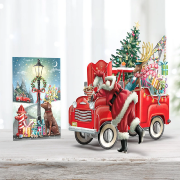 Carte Noël 3D La voiture rouge de Noël 16x16 Décor en relief avec enveloppe