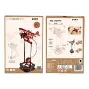 Maquette Bois Pendule Avion Rouge Puzzle 3D à Balancier Capitaine Sky Rokr