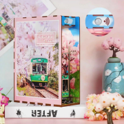 Kit Maquette Book Nook à fabriquer Voyage Sakura 18x8x24 cm TQ119 Serre-livres Sakura's Travel Miniature 3D