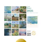 Calendrier mural Luxe 2026 Claude Monet 12 illustrations 12 mois Doré Or chaud 30X30 cm Ed Desastre