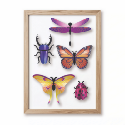 Kit de fabrication 5 Insectes Collection Mixte Violet Scarabées Papillons Assembli