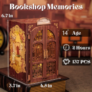 Kit Maquette Book Nook Bookshop Memories 11.5x17x9.5 cm Librairie 3D avec Vitre anti-poussière Cutebee