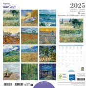 Calendrier mural 2025 Vincent Van Gogh 12 illustrations 16 mois 30X30 cm Ed Desastre