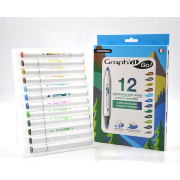 Marqueurs Acrylique Graph'It Go 12 couleurs Panorama Double-Pointe Sans amorçage