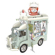 Carte 3D Camion Coffee 16x16 Décor en relief avec enveloppe