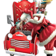 Carte Noël 3D La voiture rouge de Noël 16x16 Décor en relief avec enveloppe