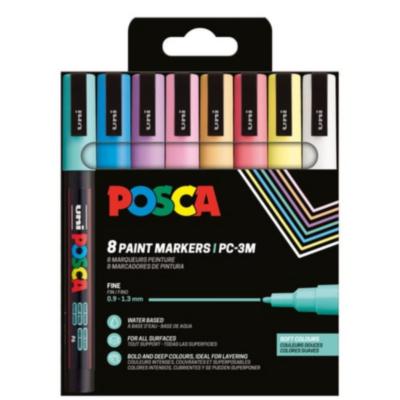 Set 8 Marqueurs Peinture Posca PC3M Couleurs Douces Pointe conique fine 0.9 à 1.3 mm