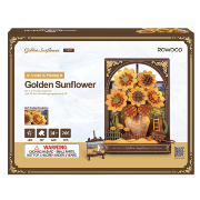 Maquette Bois Tableau Fleurs Tournesols Dorés Puzzle 3D 266 pièces TH002 Golden Sunflower Rolife