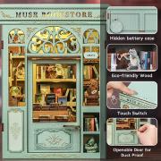 Kit Maquette Book Nook Muse Bookstore 17x12x10 cm Librairie vert clair 3D avec Porte Cuteebee