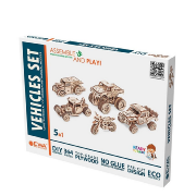 Maquettes en bois 5 Véhicules à construire 364 pièces Puzzle 3D Vehicules Set Ewa Eco Wood Art