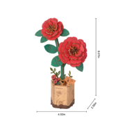 Maquette Bois Pot de Fleurs Camélia Rouge Puzzle 3D de 113 pièces TW031 Rolife