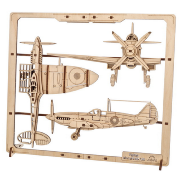 Ugears Maquette Cadre Bois Avion Fighter Puzzle 2.5D