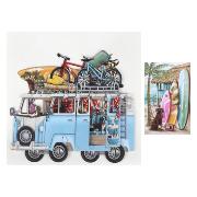 Carte 3D Le Van à la Plage Bicyclettes 16x16 Décor en relief avec enveloppe