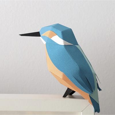 Kit de pliage Prédécoupé Martin-Pêcheur 13 cm Oiseau en Papier 3D Plego