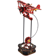 Maquette Bois Pendule Avion Rouge Puzzle 3D à Balancier Capitaine Sky Rokr