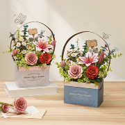 Panier Bois de 5 Fleurs Plantes Puzzle 3D de 428 pièces TW03H Wooden Flower Basket Rowood