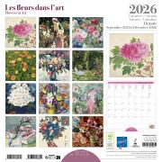 Calendrier mural 2026 Les Fleurs dans l'Art 12 illustrations 16 mois 30X30 cm Ed Desastre