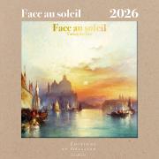Calendrier mural Luxe 2026 Face au Soleil 12 illustrations 12 mois Doré Or chaud 30X30 cm Ed Desastre