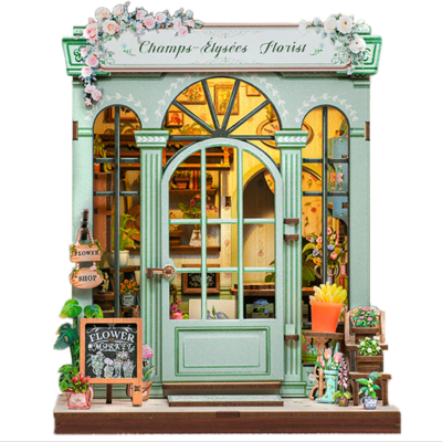 Kit Maquette Champs Elysées Florist 17x12x10 cm CWGC201 Boutique de Fleurs 3D avec Vitre anti-poussière Cutebee