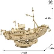 Maquette Bois Bateau de Pêche 19 cm Puzzle 3D de 104 pièces TG308 Rolife