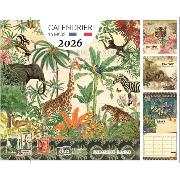Calendrier mural 2026 Animaux Savane 12 illustrations Gwenaëlle Trolez 16 mois 30X30 cm Kiub