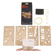 Ugears Maquette Bois Avion Bi-plan 15cm Puzzle 3D Mécanique 84 pièces