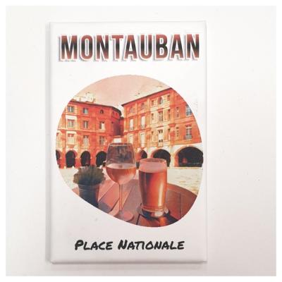 Magnet Montauban Place Nationale Boire un Verre Aimant Rectangle 45x68 mm Collection 3 Hélidée